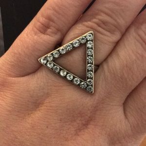 Triangle with rhinestones ring